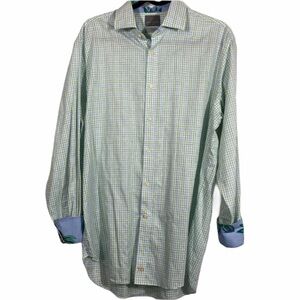 Thomas dean patterned cuff Pima cotton button down
